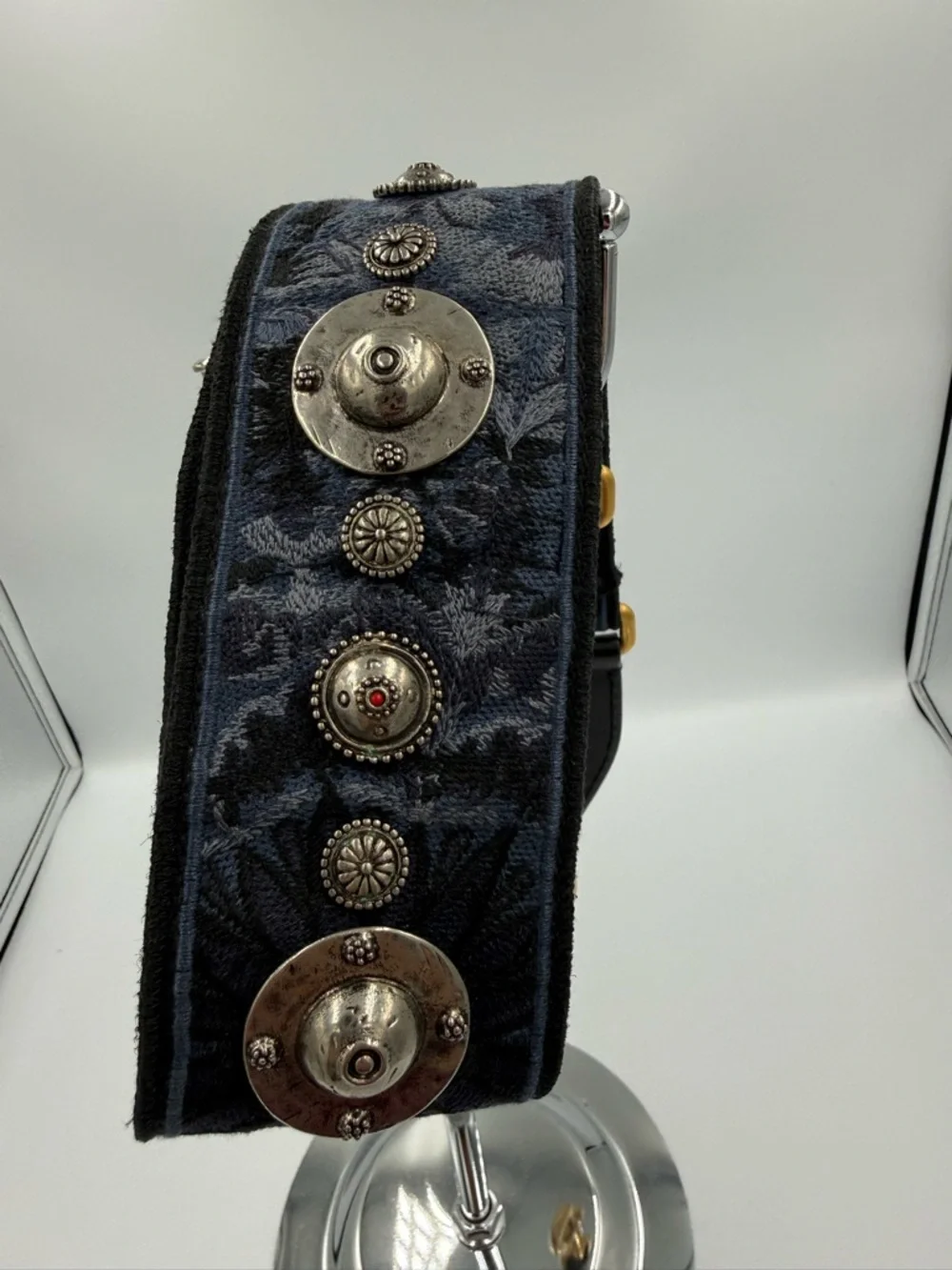 Dior Navy Denim Tie Dyed Saddle Mini Bag with Gold D Charm and Strap - Picture 12 of 16